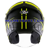 KYT NFJ Motorcycle Helmet MOTION FLUO matt yellow back view