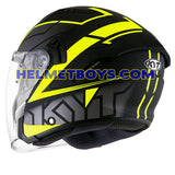 KYT NFJ Motorcycle Helmet MOTION FLUO matt yellow backflip view