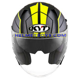 KYT NFJ Motorcycle Helmet MOTION FLUO matt yellow front view