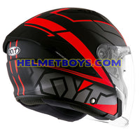 KYT NFJ Motorcycle Helmet MOTION FLUO matt red back view
