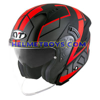 KYT NFJ Motorcycle Helmet MOTION FLUO matt red slant view