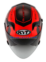 KYT VENOM Motorcycle Helmet SUPERFLUO RED top view