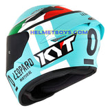 KYT FULL FACE TT COURSE Motorcycle Helmet LEOPARD ITALIA back flip view