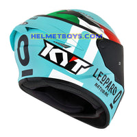 KYT FULL FACE TT COURSE Motorcycle Helmet LEOPARD ITALIA back flip 2 view