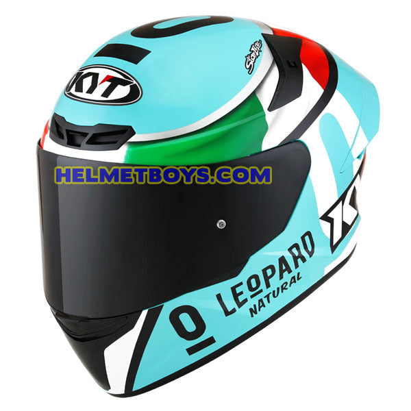 KYT FULL FACE TT COURSE Motorcycle Helmet LEOPARD ITALIA slant view
