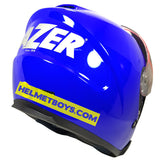 LAZER JH3 sunvisor motorcycle helmet glossy blue backflip view