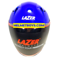 LAZER JH3 sunvisor motorcycle helmet glossy blue front view