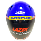 LAZER JH3 sunvisor motorcycle helmet glossy blue front view