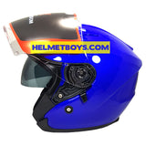 LAZER JH3 sunvisor motorcycle helmet glossy blue side view