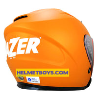 LAZER JH3 Motorcycle Sunvisor Helmet Matt orange backflip view