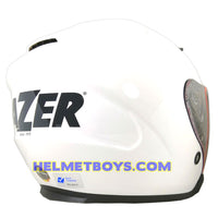 LAZER JH3 sunvisor motorcycle helmet glossy white backflip view