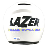 LAZER JH3 sunvisor motorcycle helmet glossy white back full view