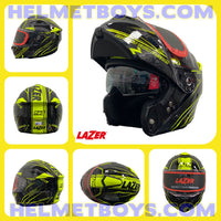 LAZER MH6 Flip Up Motorcycle Helmet RACELINE FLUO YELLOW poster view