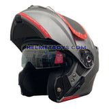 LAZER MH6 Flip Up Motorcycle Helmet matt anthracite visor up view