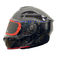 LAZER MH6 Flip Up Motorcycle Helmet glossy black side view