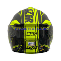 LAZER MH6 Flip Up Motorcycle Helmet RACELINE FLUO YELLOW back view