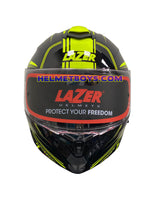 LAZER MH6 Flip Up Motorcycle Helmet RACELINE FLUO YELLOW front view