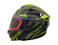 LAZER MH6 Flip Up Motorcycle Helmet RACELINE FLUO YELLOW side view