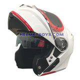 LAZER MH6 Flip Up Motorcycle Helmet white visor up view