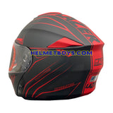 LAZER MH6 Flip Up Motorcycle Helmet RACELINE MATT RED backflip view