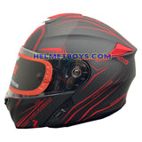 LAZER MH6 Flip Up Motorcycle Helmet RACELINE MATT RED side view