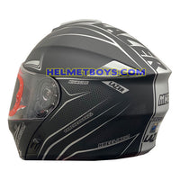 LAZER MH6 Flip Up Motorcycle Helmet RACELINE MATT GREY SILVER backflip view