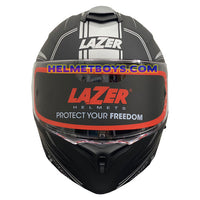 LAZER MH6 Flip Up Motorcycle Helmet RACELINE MATT GREY SILVER front view