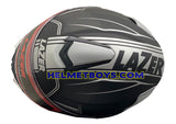 LAZER MH6 Flip Up Motorcycle Helmet RACELINE MATT GREY SILVER top view