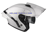LAZER TANGO Motorcycle Helmet sunvisor up matt grey view