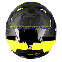 LAZER TANGO sunvisor motorcycle helmet graphics design ONI grey back view