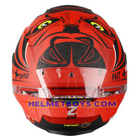 LAZER TANGO sunvisor motorcycle helmet graphics design ONI RED back view