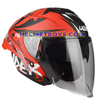 LAZER TANGO sunvisor motorcycle helmet graphics design ONI RED slant view