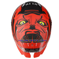 LAZER TANGO sunvisor motorcycle helmet graphics design ONI RED top view