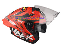 LAZER TANGO sunvisor motorcycle helmet graphics design ONI RED sunvisor view