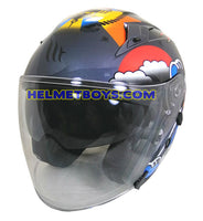MT Helmet A2 TATTOO GREY TITANIUM Motorcycle Helmet slant view