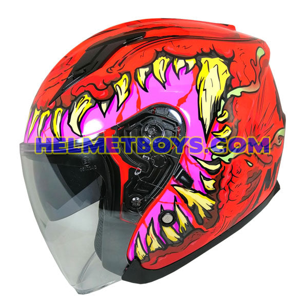 MT Helmet A5 KRAKEN GLOSSY RED Motorcycle Helmet side view