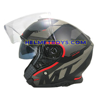 MT helmet THUNDER 3 SV JET version A5 BOW MATT RED visor up view