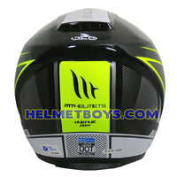 MT Helmet D3 GLOSSY YELLOW back view