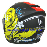 MT Helmet A1 KRPA KOI DRAGON MATT BLACK Motorcycle Helmet backflip2 view