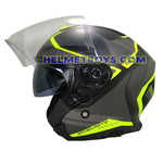 MT Helmet C3 TURBINE MATT FLUO YELLOW Motorcycle Helmet visor up view