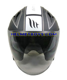 MT Motorcycle Helmet CIVVY MATT BLACK sunvisor front view