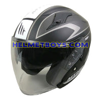 MT Motorcycle Helmet CIVVY MATT BLACK sunvisor slant view