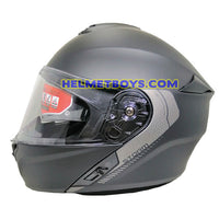 MT STORM Flip Up Motorcycle Helmet matt black sunvisor up side view