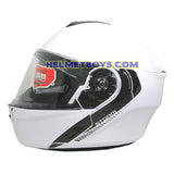MT STORM Flip Up Motorcycle Helmet white sunvisor up side view