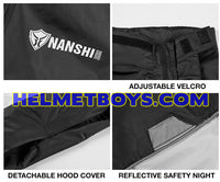 NANSHI motorcycle waterproof rainjacket velcro strap reflective