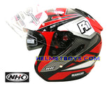 NHK R1 GIGA Motorcycle Sunvisor Helmet RED side view