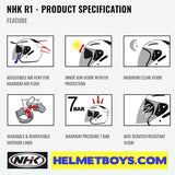 NHK Motorcycle Sunvisor Helmet AERO R1 product features