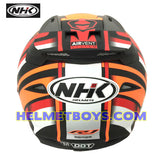NHK Motorcycle Sunvisor Helmet AERO R1 orangeflo back view
