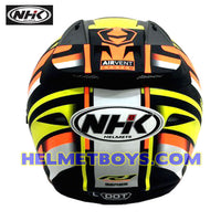 NHK Motorcycle Sunvisor Helmet AERO R1 yellow back view