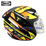NHK Motorcycle Sunvisor Helmet AERO R1 yellow side view